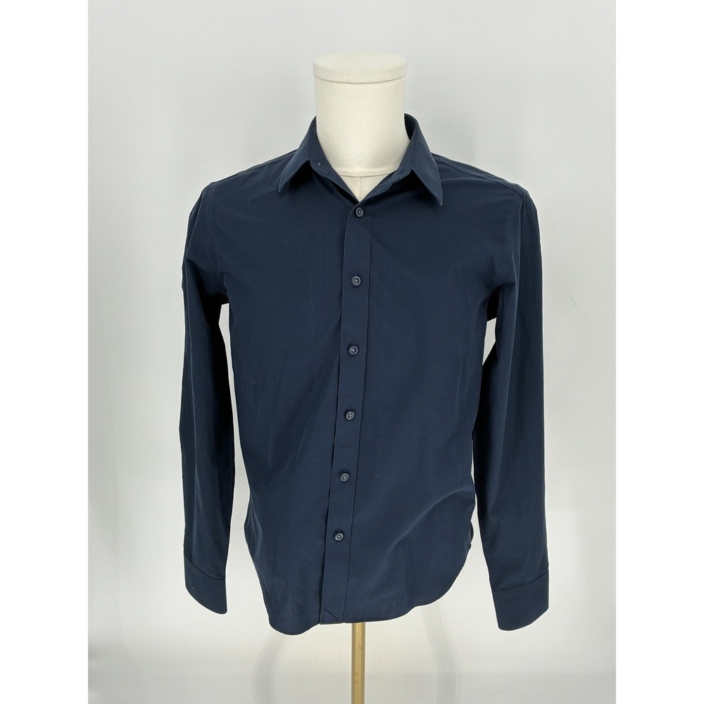 UNTUCKit Navy Blue Slim Fit Button Up Shirt Men's S Small Cotton Spread Collar